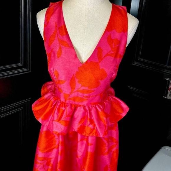 NWT Kate Spade for Target ‘Women’s Classic Rose Peplum Midi Dress’ in “Pink/Red” - Picture 7 of 16